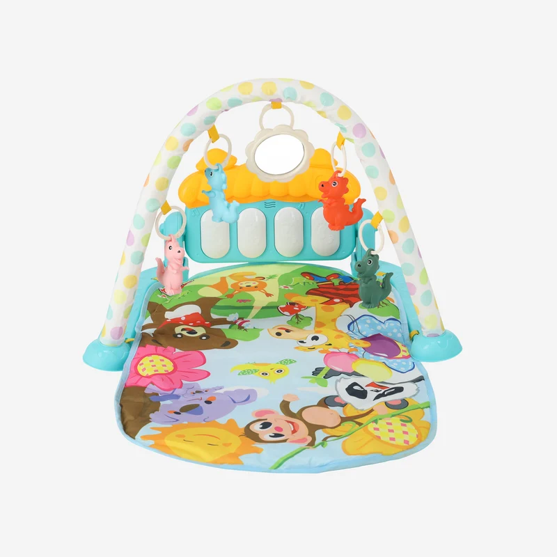 3-in-1 Baby Gym - Klavierspielmatte für Babys - Musikspielmatte mit Rassel und Spiegel - Blau