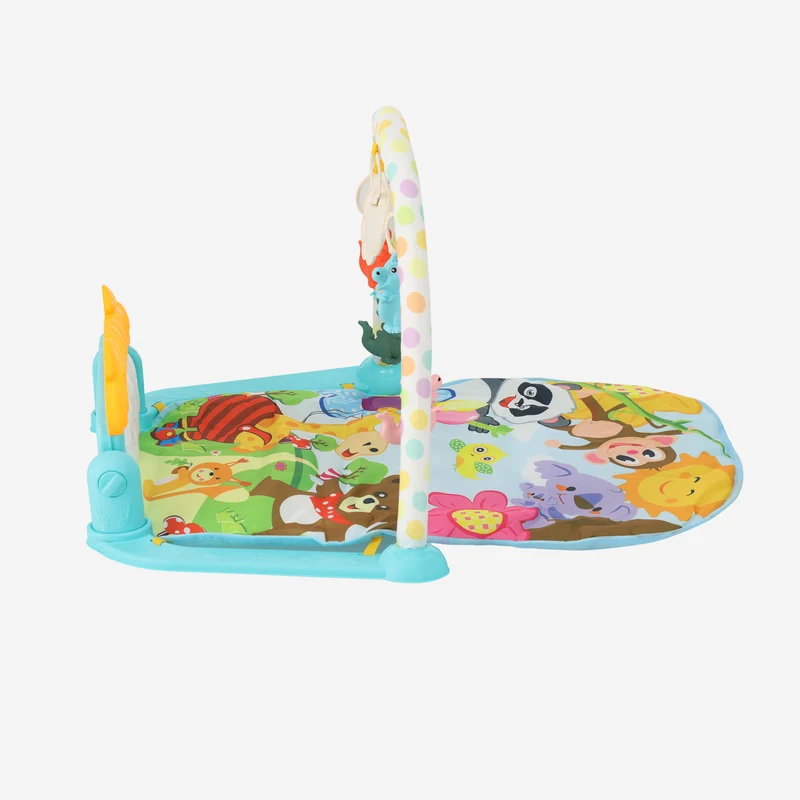 3-in-1 Baby Gym - Klavierspielmatte für Babys - Musikspielmatte mit Rassel und Spiegel - Blau
