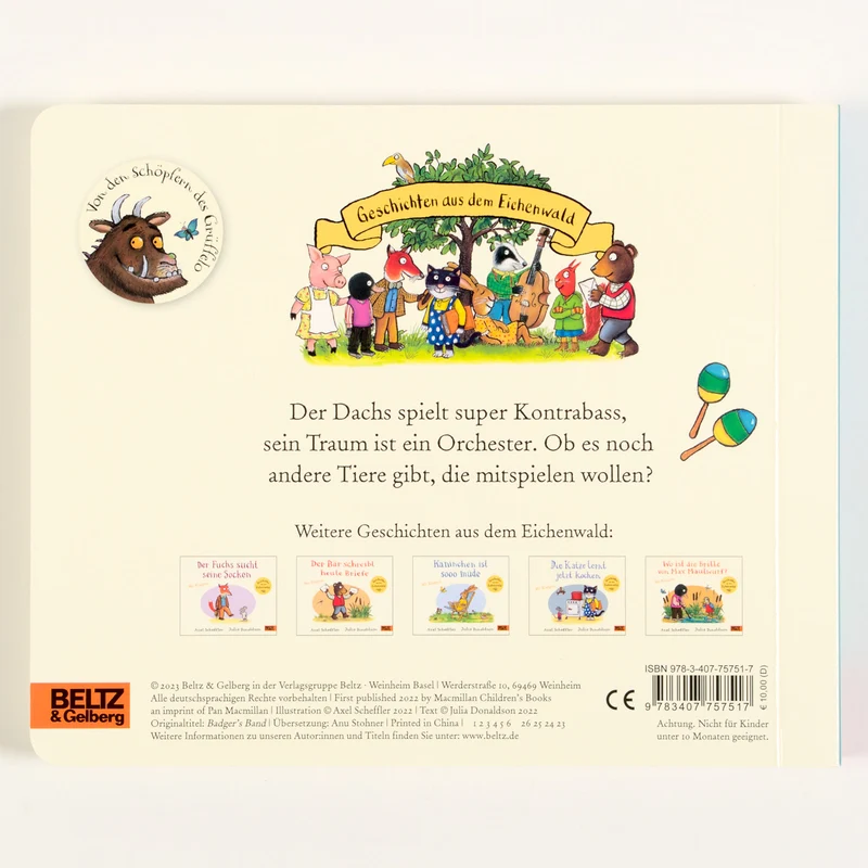 Der Dachs spielt super Kontrabass Klappenbuch von Scheffler & Donaldson