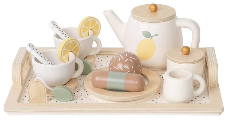 Jabadabado Kinder Puppengeschirr Afternoon Tea Spielset Zitrone aus Holz 3+