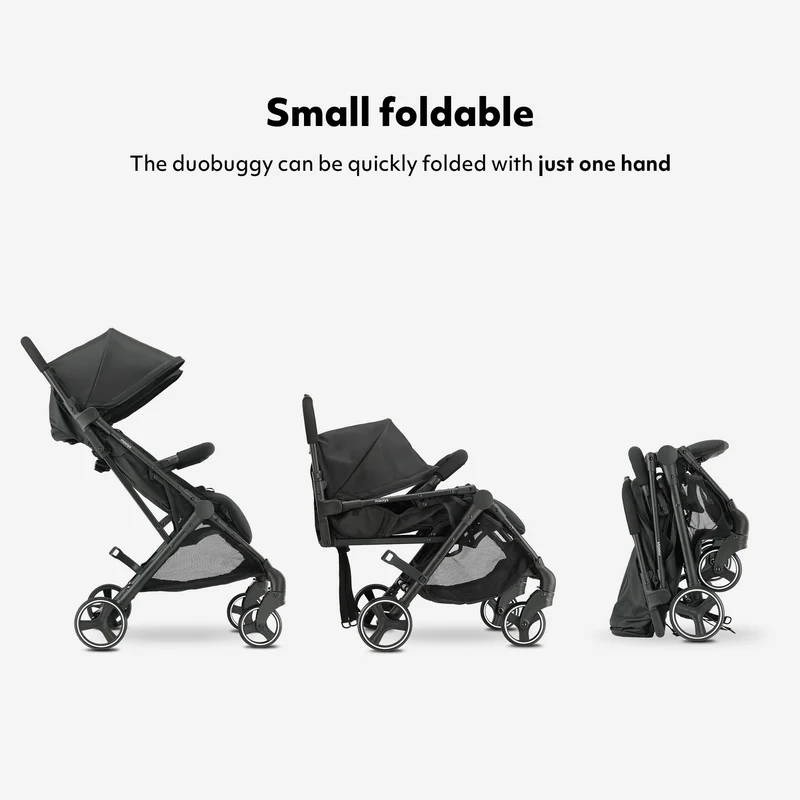Mooiys Tess Twin Duo Kinderwagen – inklusive Regenschutz – inklusive Tragetasche – Schwarz