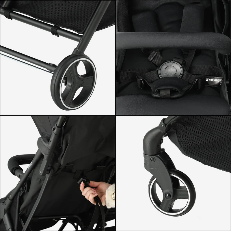 Mooiys Tess Twin Duo Kinderwagen – inklusive Regenschutz – inklusive Tragetasche – Schwarz