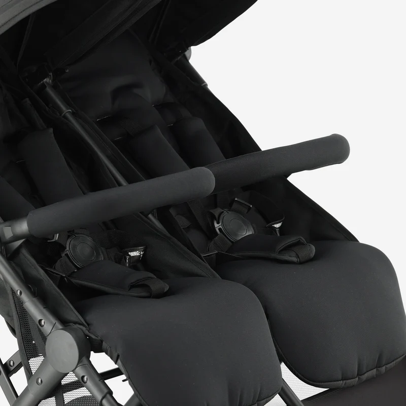 Mooiys Tess Twin Duo Kinderwagen – inklusive Regenschutz – inklusive Tragetasche – Schwarz