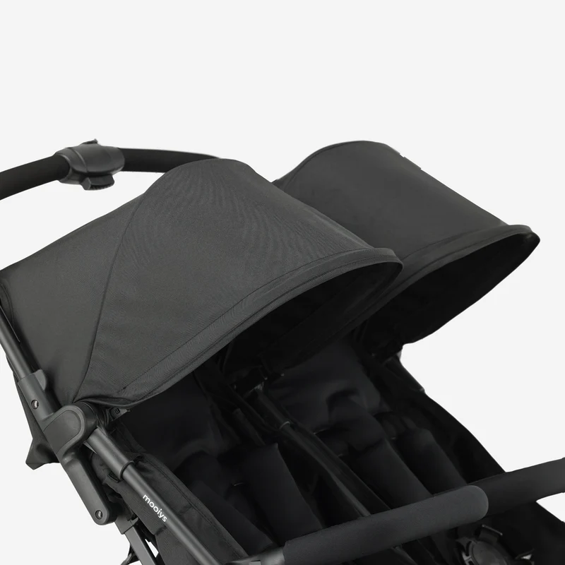 Mooiys Tess Twin Duo Kinderwagen – inklusive Regenschutz – inklusive Tragetasche – Schwarz
