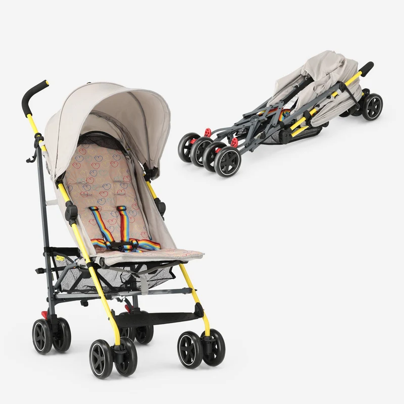 Regenschirm-Kinderwagen – Verstellbarer Kinderwagen – Bis zu 15 kg – Cream Multi