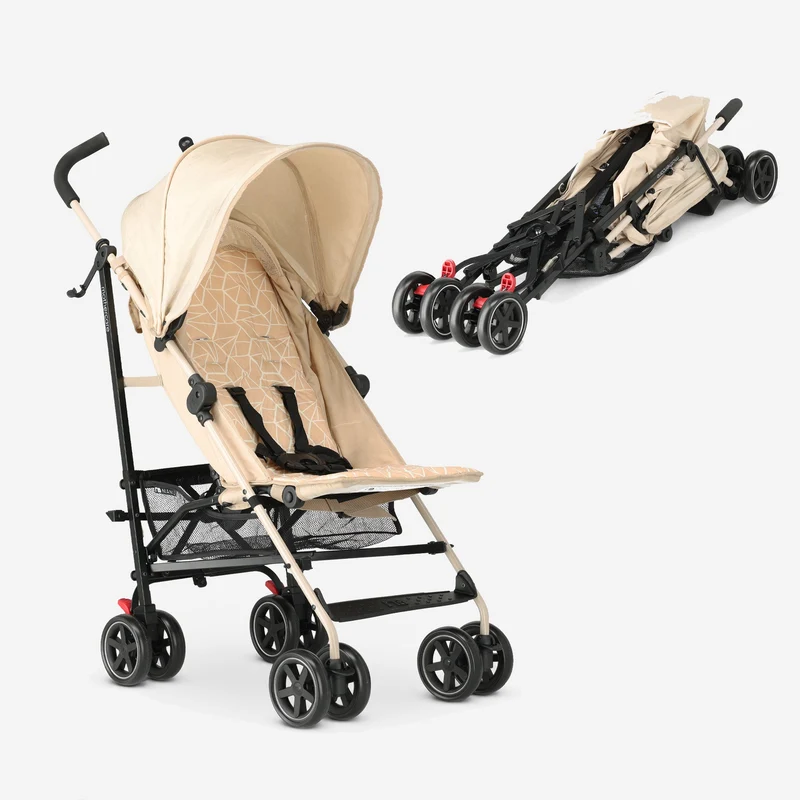 Regenschirm-Kinderwagen – Verstellbarer Kinderwagen – Bis zu 15 kg – Cremefarben