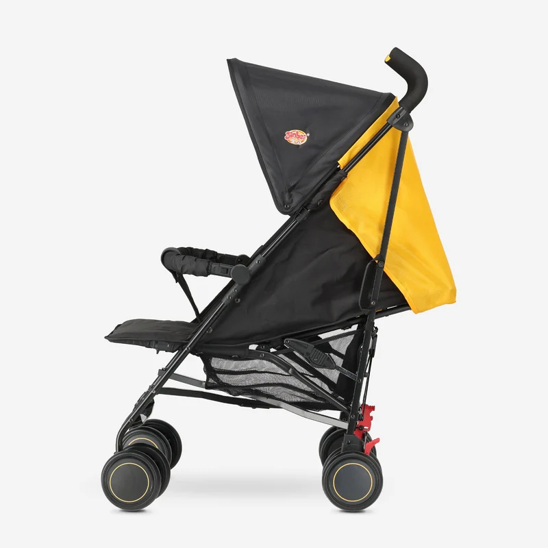 Regenschirm-Kinderwagen – Verstellbarer Kinderwagen – Bis zu 15 kg – Grau/Gelb