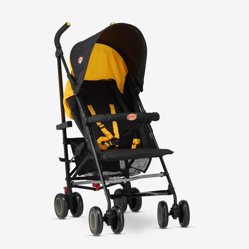 Regenschirm-Kinderwagen – Verstellbarer Kinderwagen – Bis zu 15 kg – Grau/Gelb