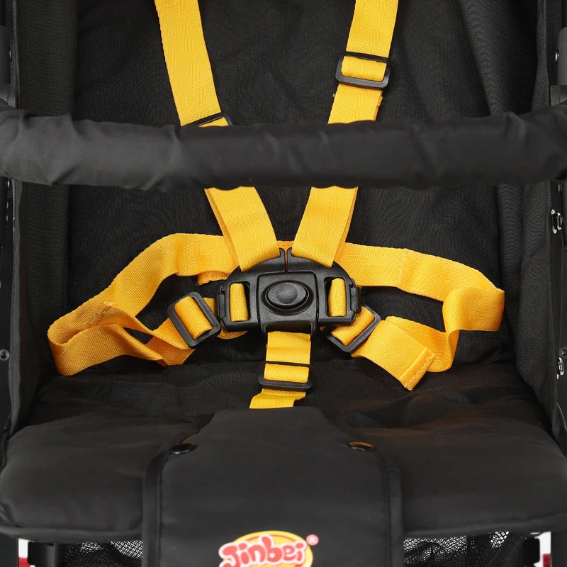 Regenschirm-Kinderwagen – Verstellbarer Kinderwagen – Bis zu 15 kg – Grau/Gelb
