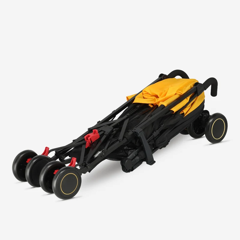 Regenschirm-Kinderwagen – Verstellbarer Kinderwagen – Bis zu 15 kg – Grau/Gelb