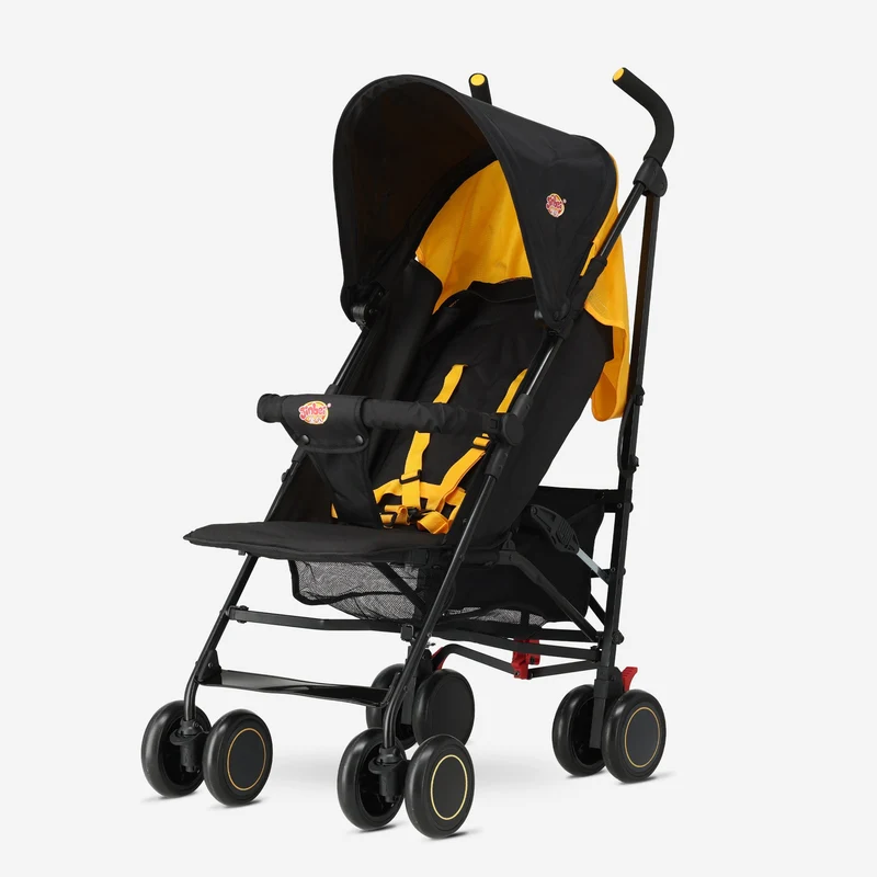 Regenschirm-Kinderwagen – Verstellbarer Kinderwagen – Bis zu 15 kg – Grau/Gelb