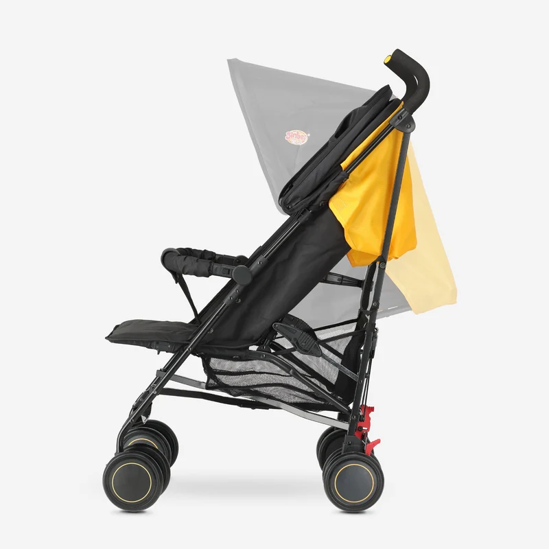Regenschirm-Kinderwagen – Verstellbarer Kinderwagen – Bis zu 15 kg – Grau/Gelb