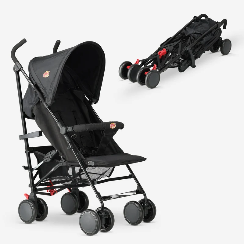 Regenschirm-Kinderwagen – Verstellbarer Kinderwagen – Bis zu 15 kg – Schwarz