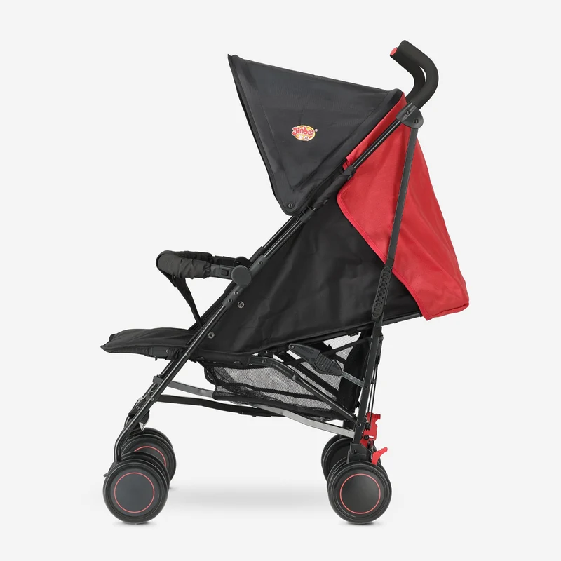 Regenschirm-Kinderwagen – Verstellbarer Kinderwagen – Bis zu 15 kg – Grau/Rot