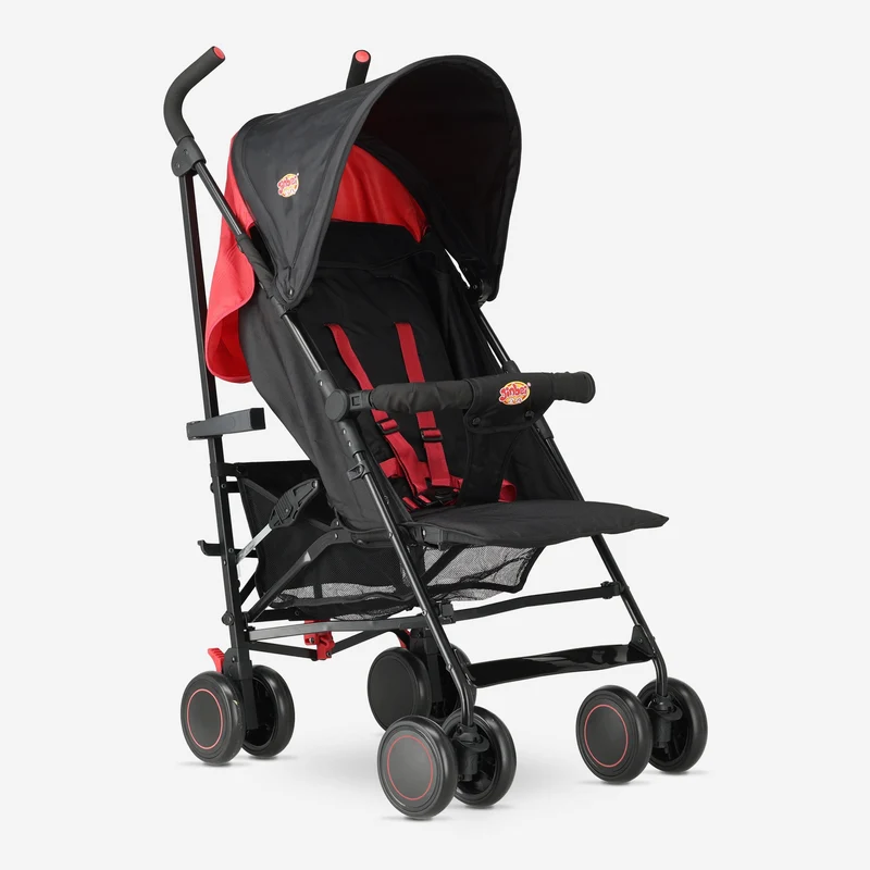 Regenschirm-Kinderwagen – Verstellbarer Kinderwagen – Bis zu 15 kg – Grau/Rot