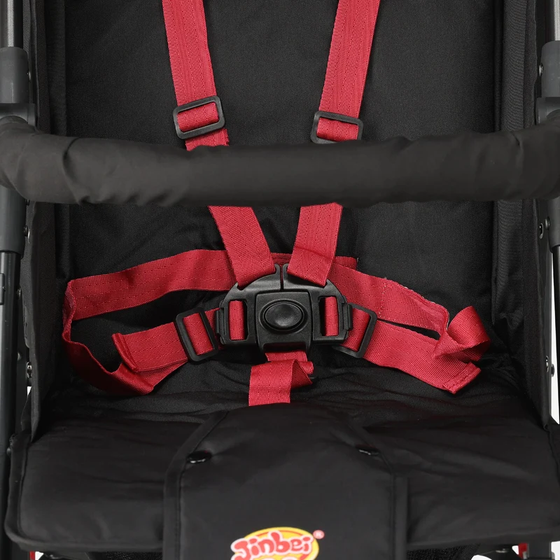 Regenschirm-Kinderwagen – Verstellbarer Kinderwagen – Bis zu 15 kg – Grau/Rot