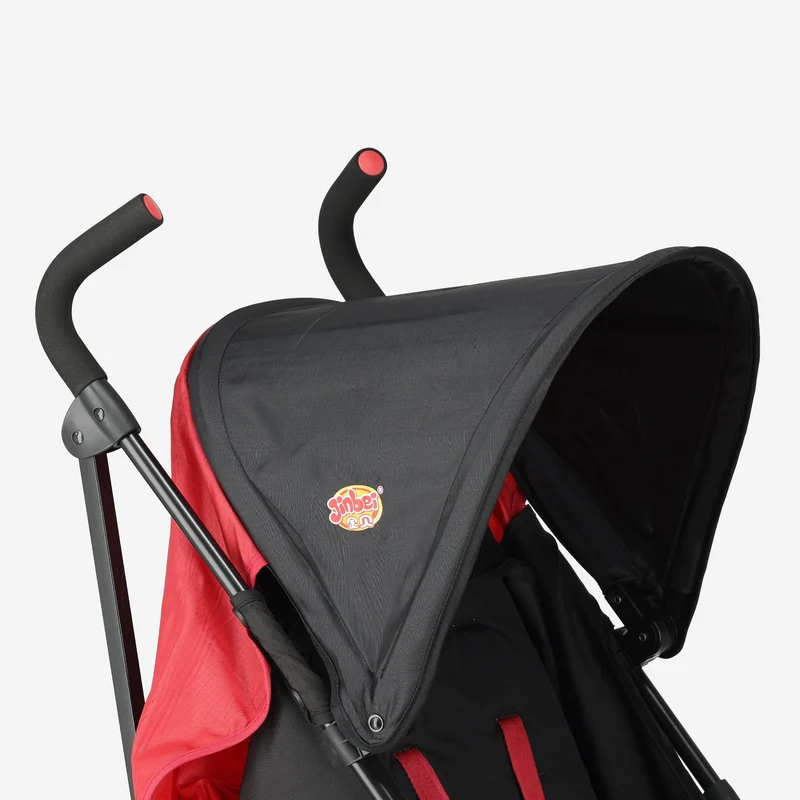 Regenschirm-Kinderwagen – Verstellbarer Kinderwagen – Bis zu 15 kg – Grau/Rot