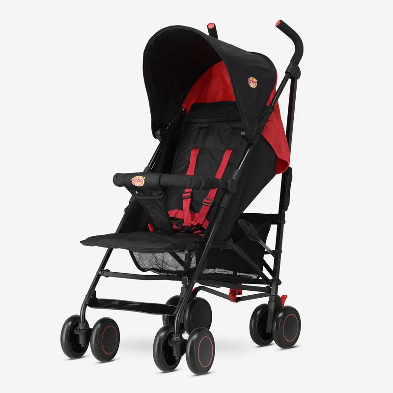 Regenschirm-Kinderwagen – Verstellbarer Kinderwagen – Bis zu 15 kg – Grau/Rot