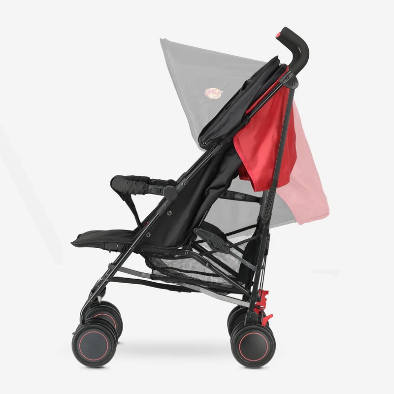 Regenschirm-Kinderwagen – Verstellbarer Kinderwagen – Bis zu 15 kg – Grau/Rot
