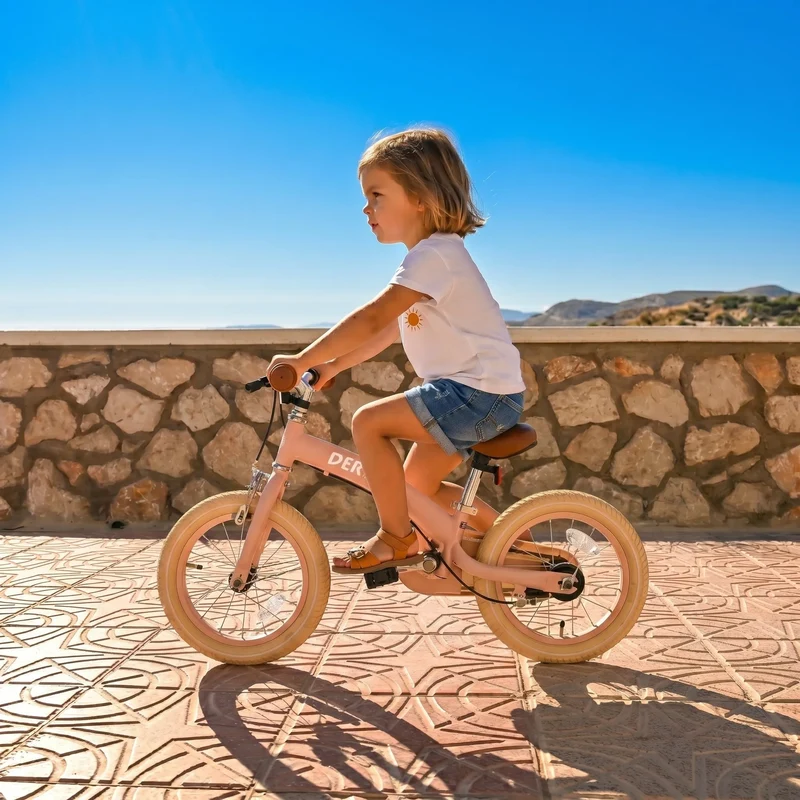 Luxus Kinderfahrrad 12 Zoll - 3 in 1 - Laufrad Rosa