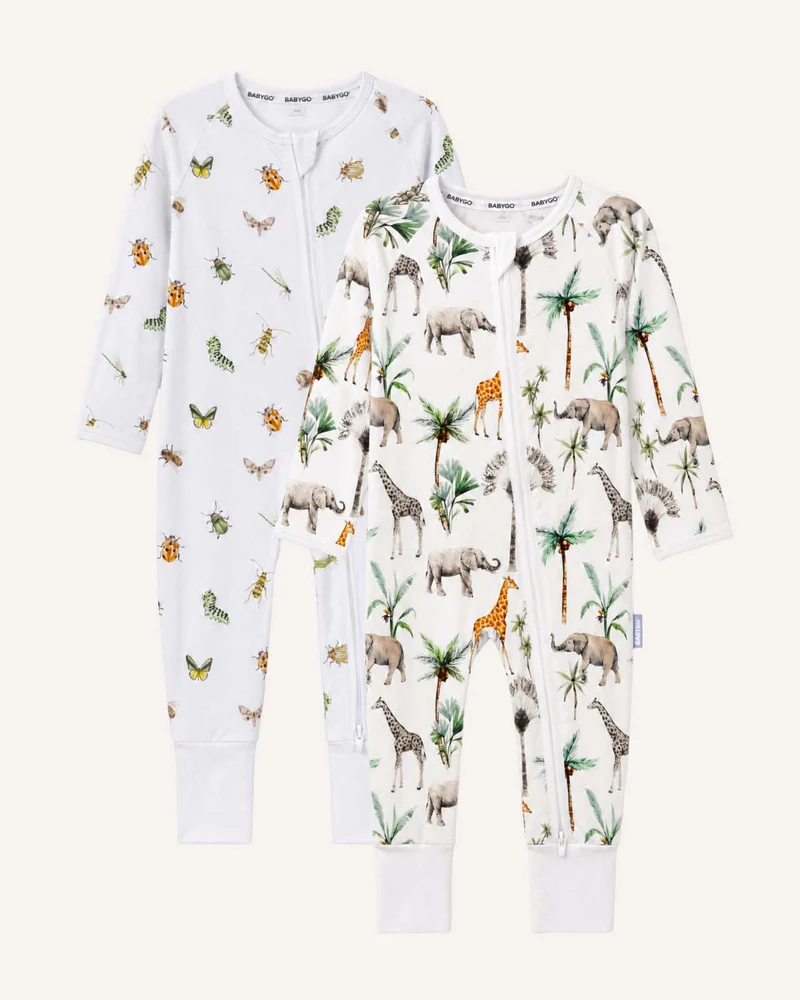 BABYGO® Schlafanzug mit Reißverschluss | 2er-Pack