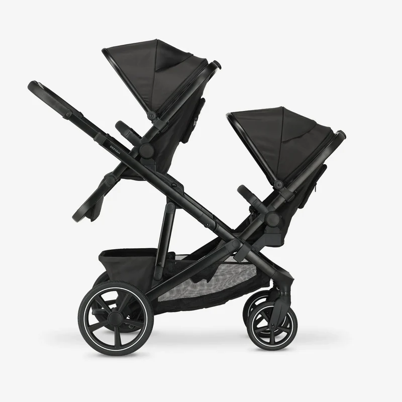 Evy² Duo Kinderwagen Schwarz, zweisitzig