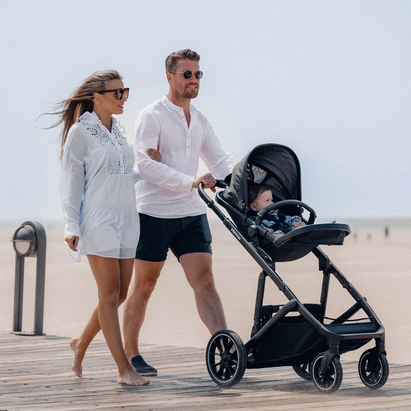 Evy² Duo Kinderwagen Schwarz, zweisitzig