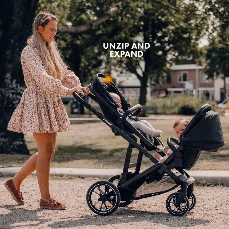Evy² Duo Kinderwagen Schwarz, zweisitzig