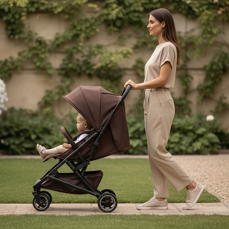Luxuriöser Easy² Leichtbau-Kinderwagen – Schokoladenbraun