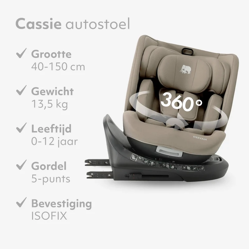 Cassie Luxe i-Size-Autokindersitz 40–150 cm, Isofix, 360° – Truffle Nougat