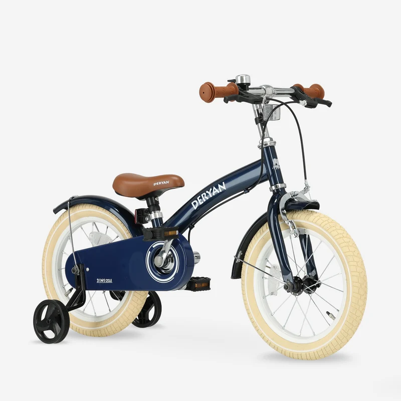 Luxus Kinderfahrrad 14 Zoll - 3 in 1 - Balance Fahrrad Blau