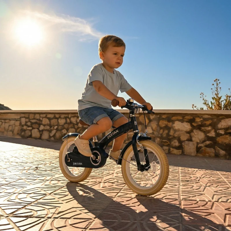 Luxus Kinderfahrrad 14 Zoll - 3 in 1 - Balance Fahrrad Blau