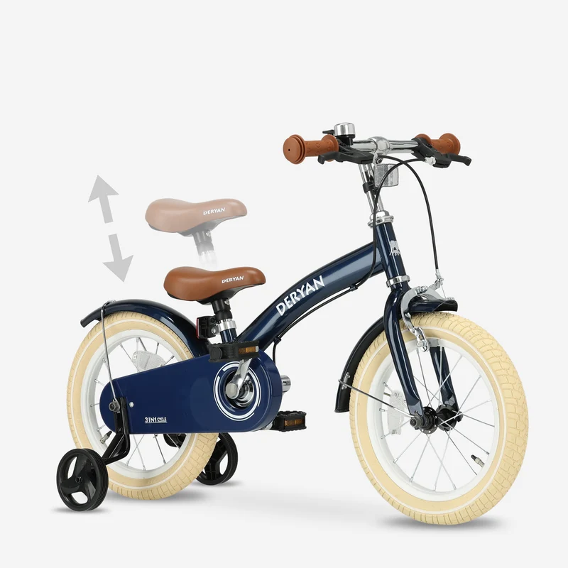 Luxus Kinderfahrrad 14 Zoll - 3 in 1 - Balance Fahrrad Blau