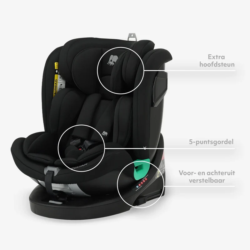 Colin Luxe i-Size-Autokindersitz 0–36 kg, Isofix, 360° – Schwarz