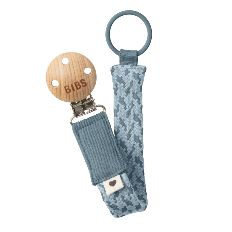 Bibs Baby Paci Braid Schnullerband mit Holzclip für alle Schnuller geeignet