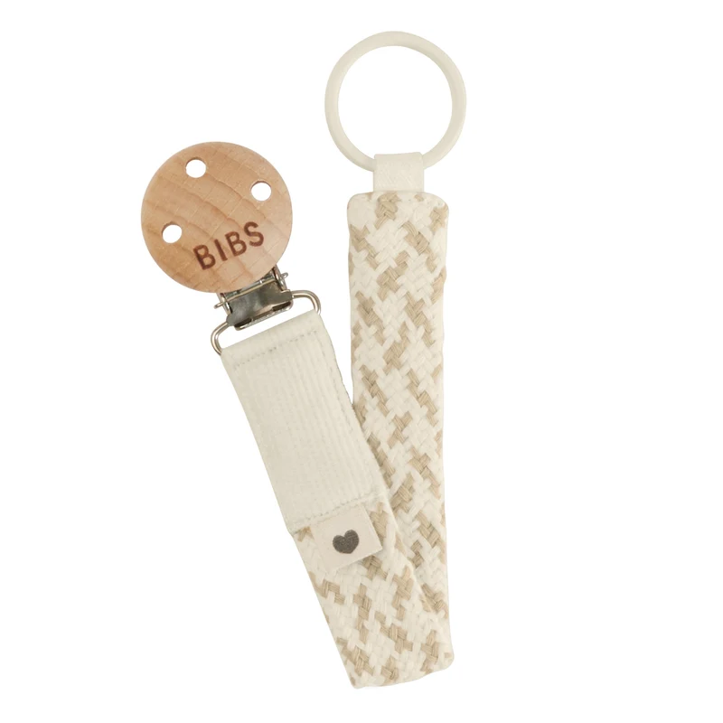 Bibs Baby Paci Braid Schnullerband mit Holzclip für alle Schnuller geeignet