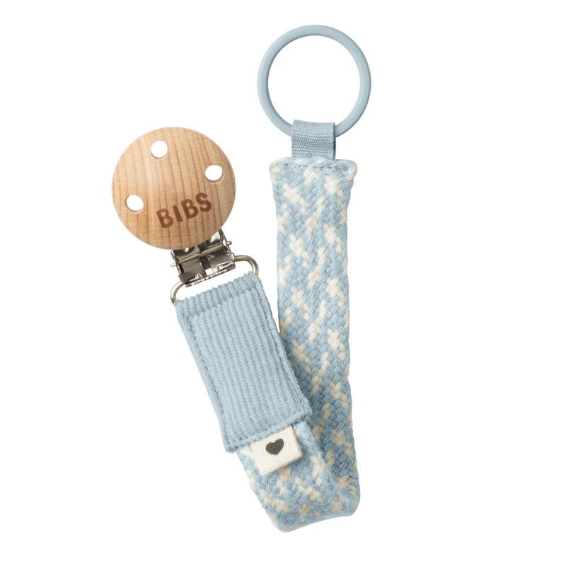 Bibs Baby Paci Braid Schnullerband mit Holzclip für alle Schnuller geeignet