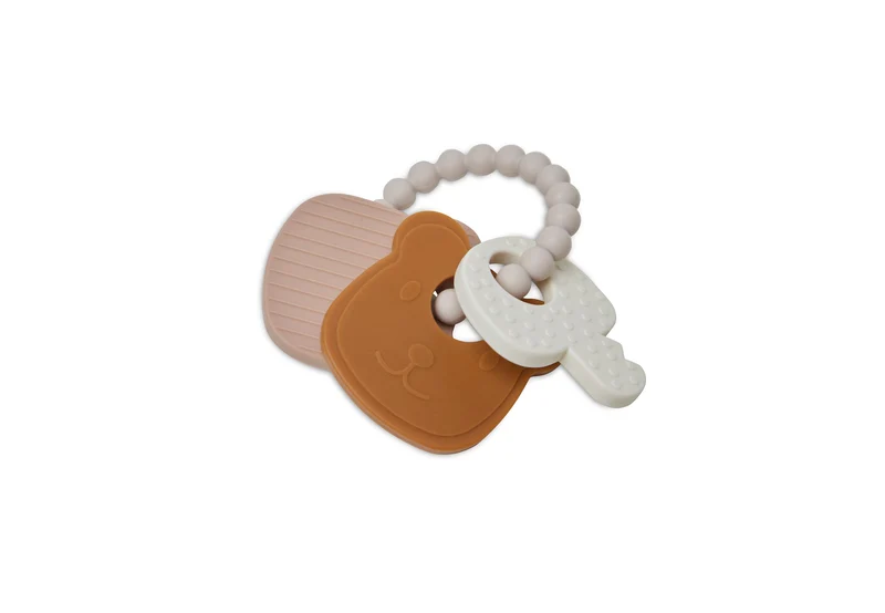 Jollein Baby Beißring Silikon Teddy Bear Schlüsselbund