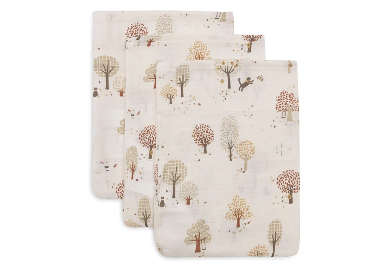 Jollein Mull Waschhandschuh 15x20cm - Tiny Park 3er Pack