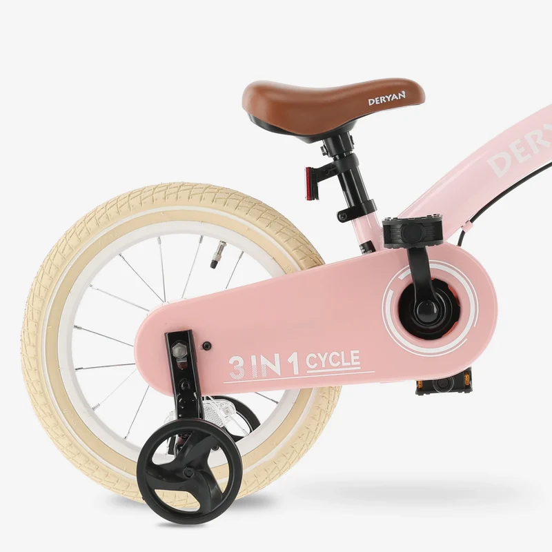 Luxus Kinderfahrrad 14 Zoll - 3 in 1 - Laufrad - Rosa