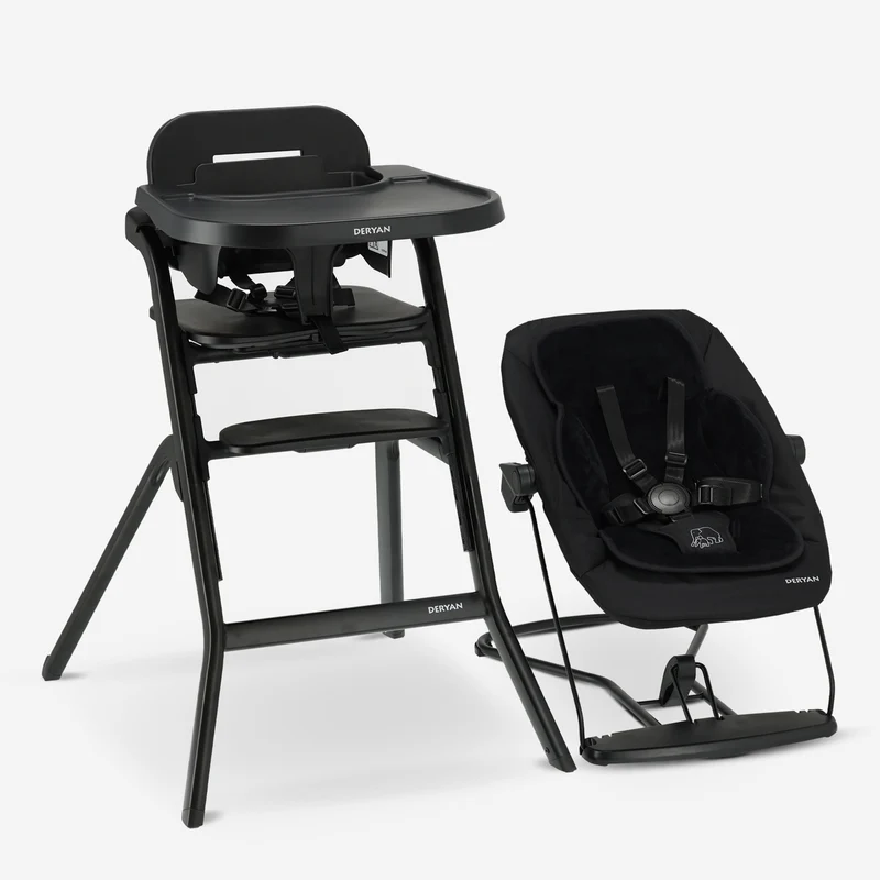 Curve Kinderstuhl-Set mit Wippstuhl und Sitzkissen – Schwarz