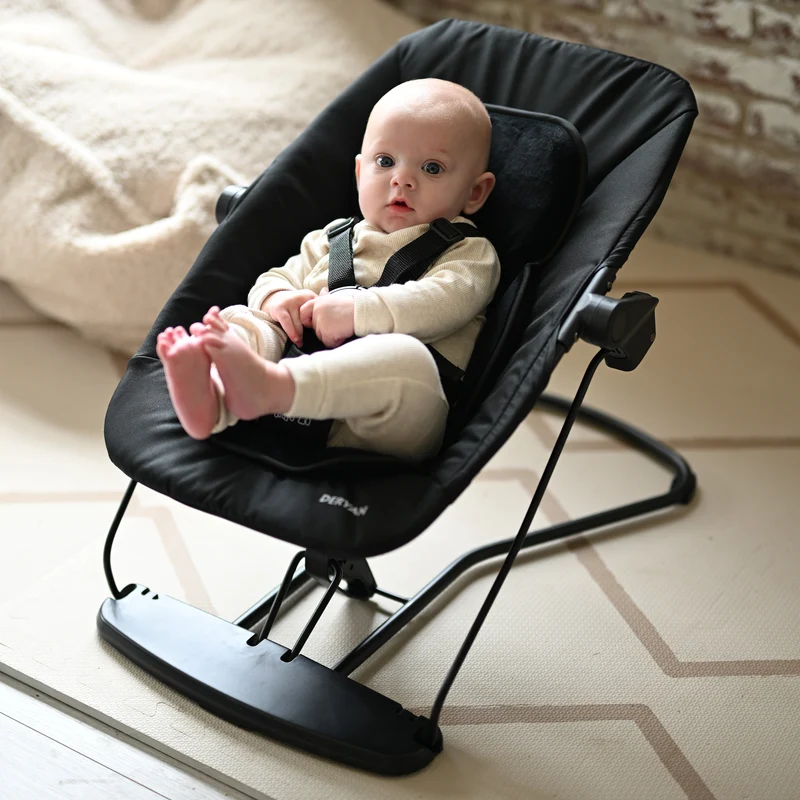 Curve Kinderstuhl-Set mit Wippstuhl und Sitzkissen – Schwarz