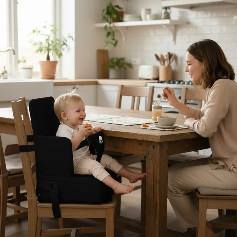 Travel Booster Seat - Inklusive Befestigungsgurt Schwarz