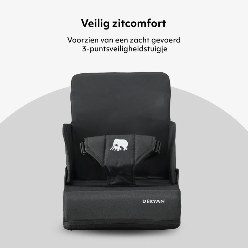 Travel Booster Seat - Inklusive Befestigungsgurt Schwarz