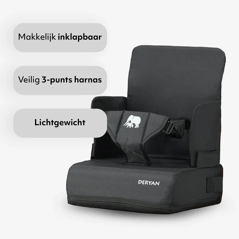 Travel Booster Seat - Inklusive Befestigungsgurt Schwarz