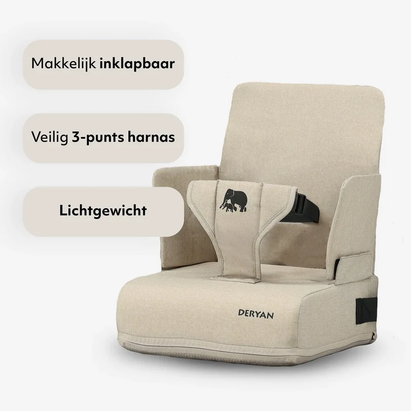 Travel Booster Seat - Inklusive Befestigungsgurt Nougat
