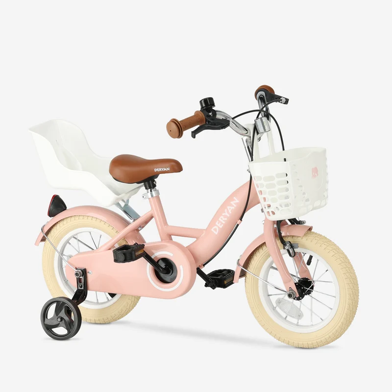 Zoey Mädchenfahrrad, Kinderfahrrad 12 Zoll mit Korb – Rosa