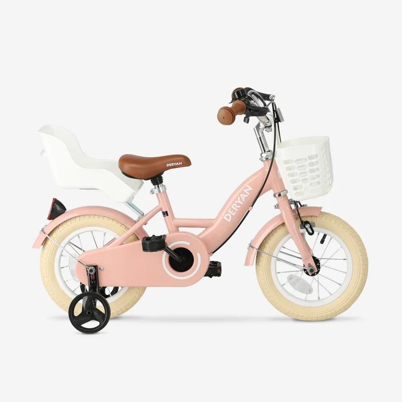 Zoey Mädchenfahrrad, Kinderfahrrad 12 Zoll mit Korb – Rosa