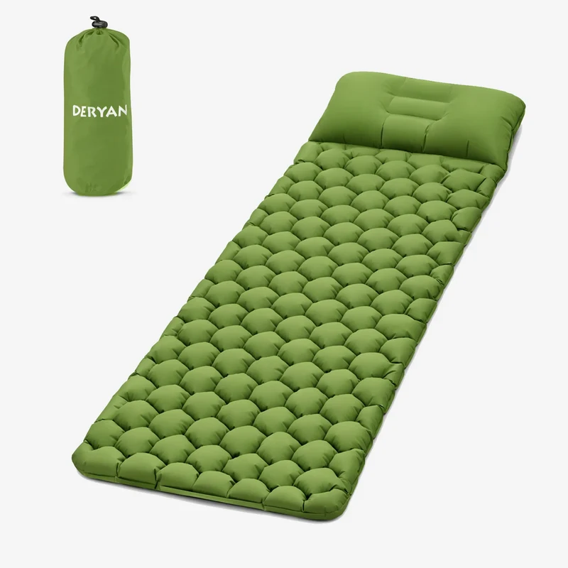 DERYAN – Luftmatratze für Camping – inklusive Tasche – Grün