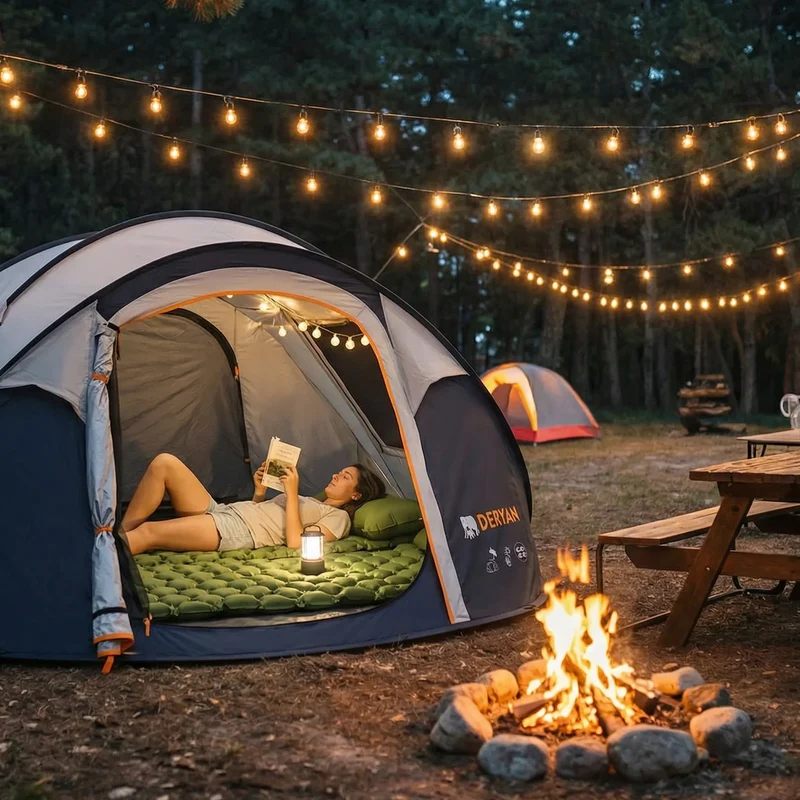 DERYAN – Luftmatratze für Camping – inklusive Tasche – Grün